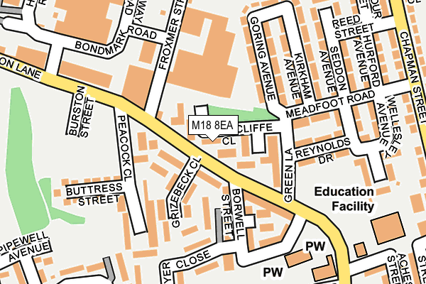 M18 8EA map - OS OpenMap – Local (Ordnance Survey)