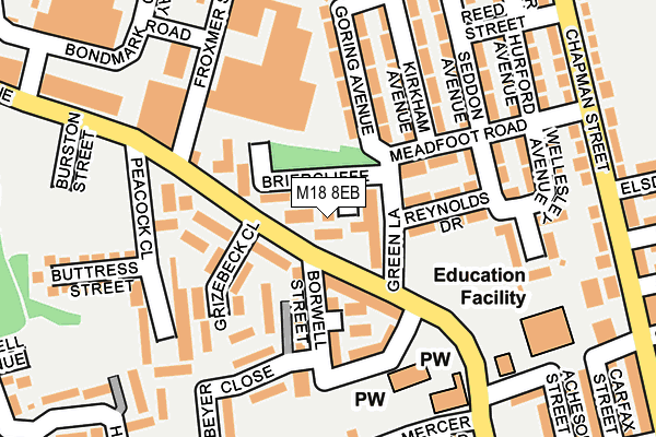 M18 8EB map - OS OpenMap – Local (Ordnance Survey)