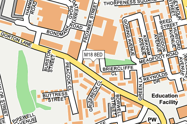 M18 8ED map - OS OpenMap – Local (Ordnance Survey)