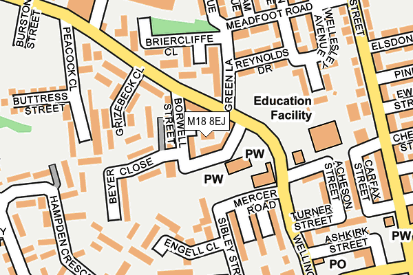 M18 8EJ map - OS OpenMap – Local (Ordnance Survey)