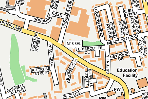 M18 8EL map - OS OpenMap – Local (Ordnance Survey)