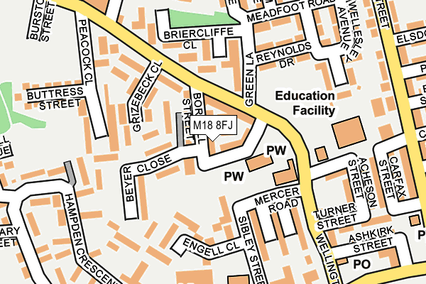 M18 8FJ map - OS OpenMap – Local (Ordnance Survey)