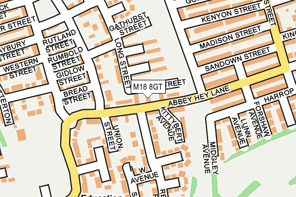 M18 8GT map - OS OpenMap – Local (Ordnance Survey)