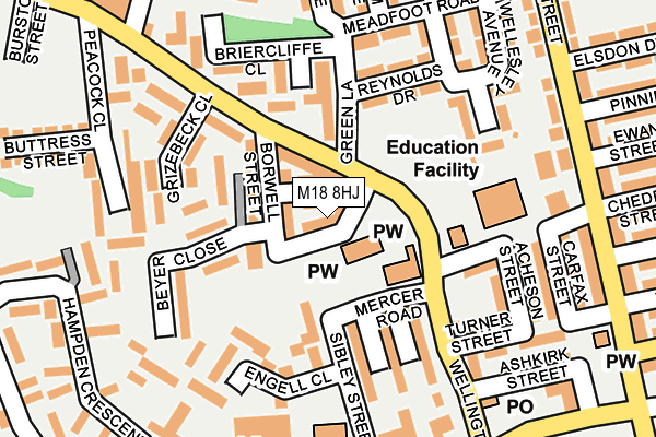 M18 8HJ map - OS OpenMap – Local (Ordnance Survey)