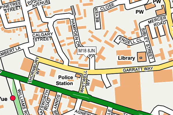 M18 8JN map - OS OpenMap – Local (Ordnance Survey)