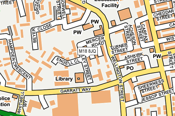 M18 8JQ map - OS OpenMap – Local (Ordnance Survey)