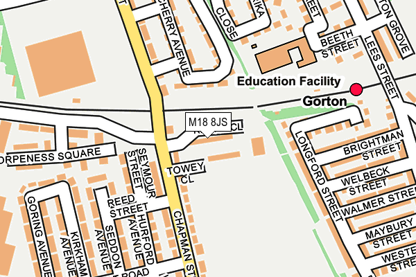 M18 8JS map - OS OpenMap – Local (Ordnance Survey)