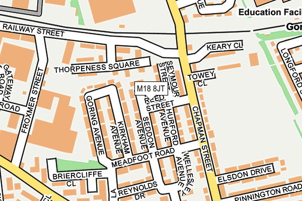 M18 8JT map - OS OpenMap – Local (Ordnance Survey)