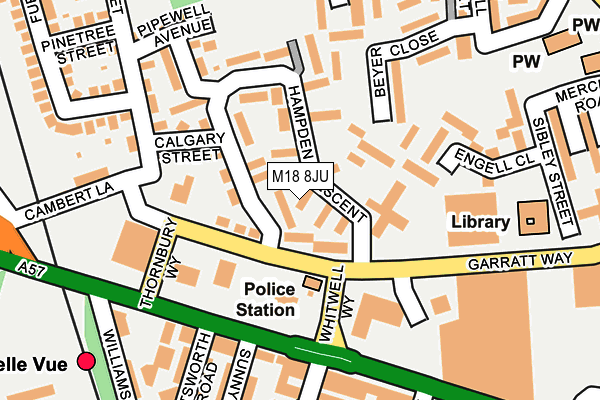 M18 8JU map - OS OpenMap – Local (Ordnance Survey)