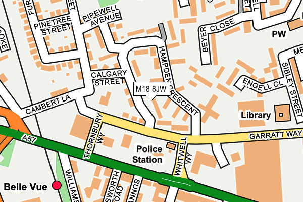 M18 8JW map - OS OpenMap – Local (Ordnance Survey)