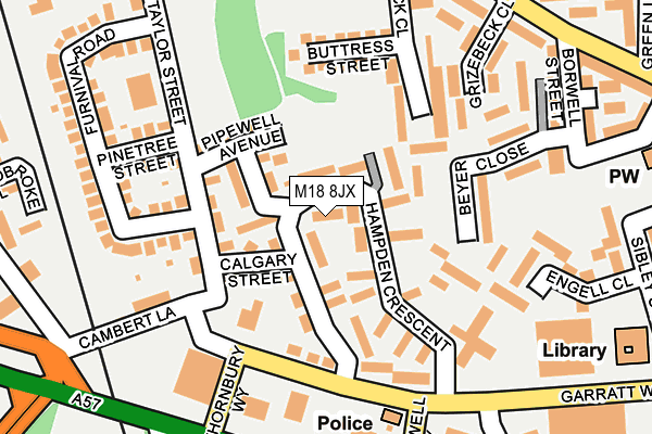 M18 8JX map - OS OpenMap – Local (Ordnance Survey)