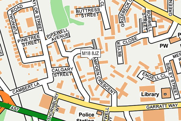 M18 8JZ map - OS OpenMap – Local (Ordnance Survey)