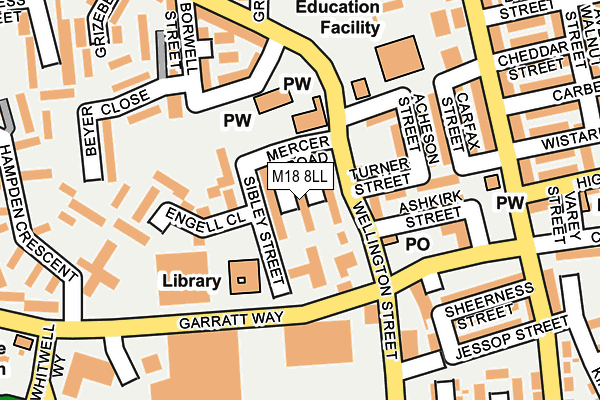 M18 8LL map - OS OpenMap – Local (Ordnance Survey)