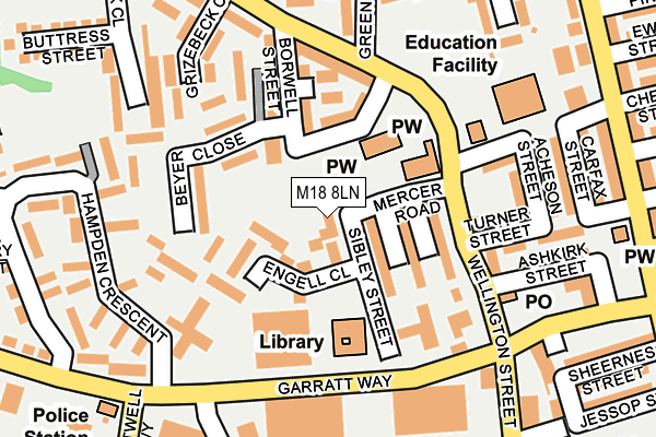 M18 8LN map - OS OpenMap – Local (Ordnance Survey)