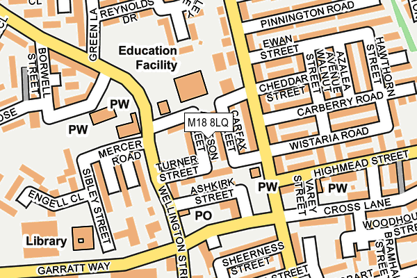 M18 8LQ map - OS OpenMap – Local (Ordnance Survey)