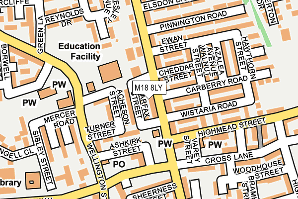 M18 8LY map - OS OpenMap – Local (Ordnance Survey)