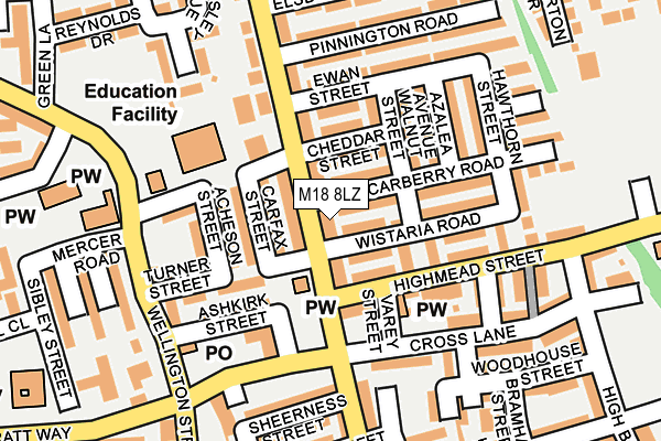 M18 8LZ map - OS OpenMap – Local (Ordnance Survey)