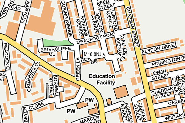 M18 8NJ map - OS OpenMap – Local (Ordnance Survey)