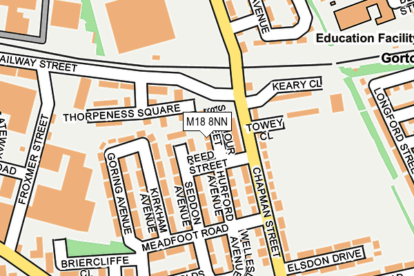 M18 8NN map - OS OpenMap – Local (Ordnance Survey)