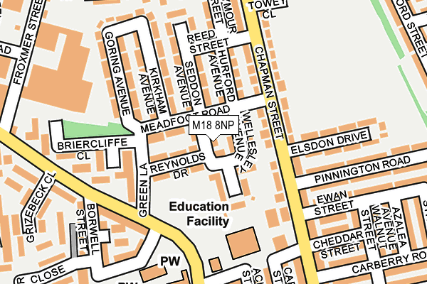 M18 8NP map - OS OpenMap – Local (Ordnance Survey)