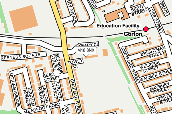 M18 8NX map - OS OpenMap – Local (Ordnance Survey)