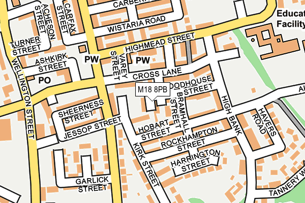 M18 8PB map - OS OpenMap – Local (Ordnance Survey)