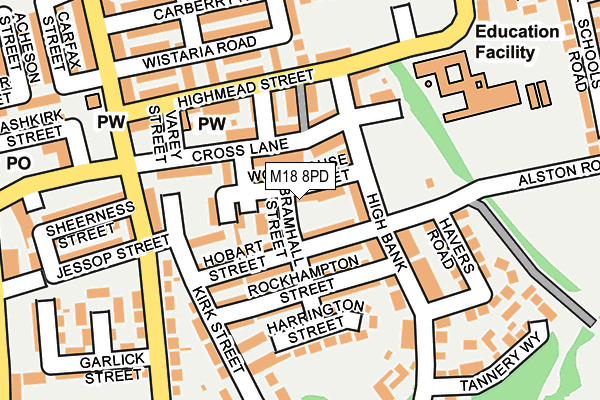 M18 8PD map - OS OpenMap – Local (Ordnance Survey)