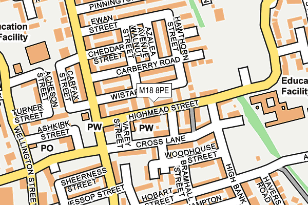 M18 8PE map - OS OpenMap – Local (Ordnance Survey)