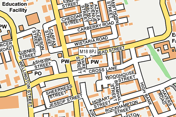 M18 8PJ map - OS OpenMap – Local (Ordnance Survey)