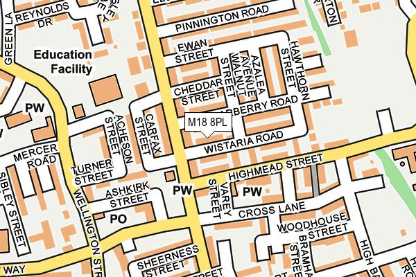 M18 8PL map - OS OpenMap – Local (Ordnance Survey)