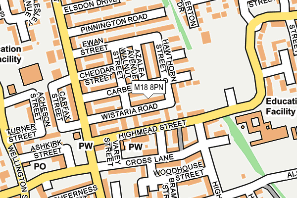 M18 8PN map - OS OpenMap – Local (Ordnance Survey)