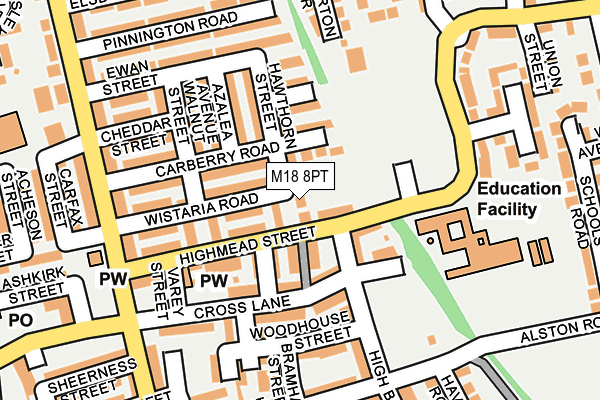 M18 8PT map - OS OpenMap – Local (Ordnance Survey)