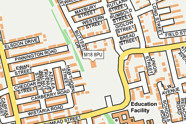 M18 8PU map - OS OpenMap – Local (Ordnance Survey)