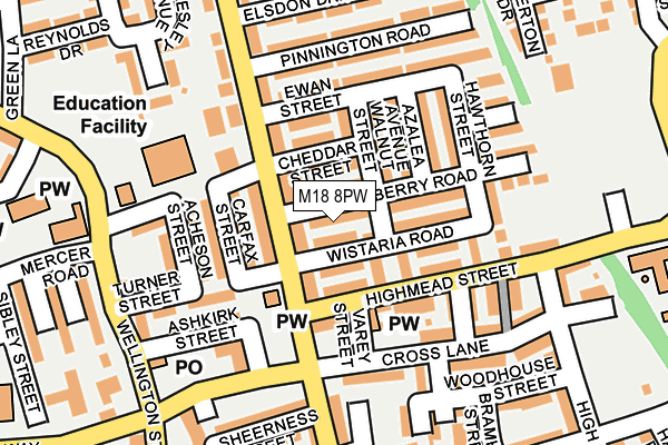 M18 8PW map - OS OpenMap – Local (Ordnance Survey)