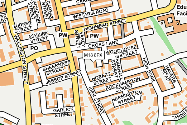 M18 8PX map - OS OpenMap – Local (Ordnance Survey)