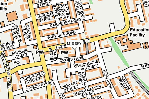 M18 8PY map - OS OpenMap – Local (Ordnance Survey)