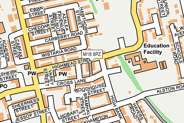 M18 8PZ map - OS OpenMap – Local (Ordnance Survey)