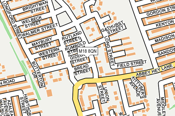 M18 8QN map - OS OpenMap – Local (Ordnance Survey)