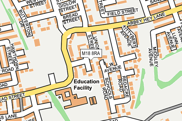 M18 8RA map - OS OpenMap – Local (Ordnance Survey)