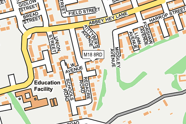 M18 8RD map - OS OpenMap – Local (Ordnance Survey)