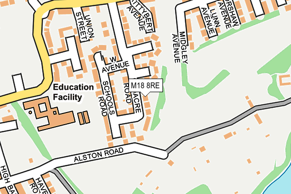 M18 8RE map - OS OpenMap – Local (Ordnance Survey)