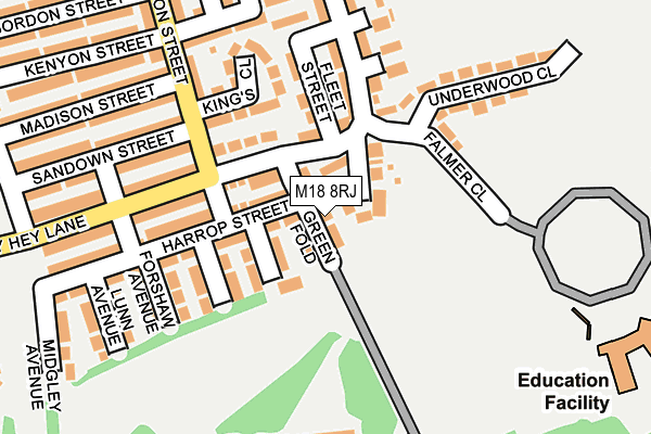M18 8RJ map - OS OpenMap – Local (Ordnance Survey)