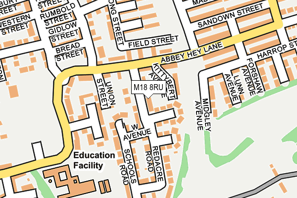 M18 8RU map - OS OpenMap – Local (Ordnance Survey)