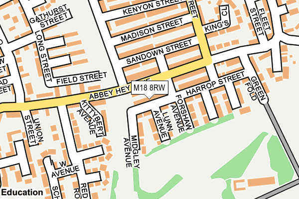 M18 8RW map - OS OpenMap – Local (Ordnance Survey)