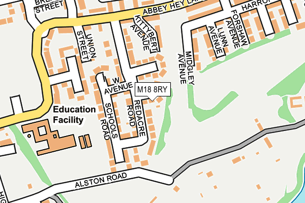 M18 8RY map - OS OpenMap – Local (Ordnance Survey)