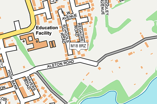 M18 8RZ map - OS OpenMap – Local (Ordnance Survey)