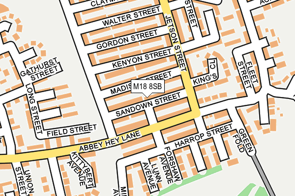 M18 8SB map - OS OpenMap – Local (Ordnance Survey)