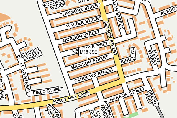 M18 8SE map - OS OpenMap – Local (Ordnance Survey)