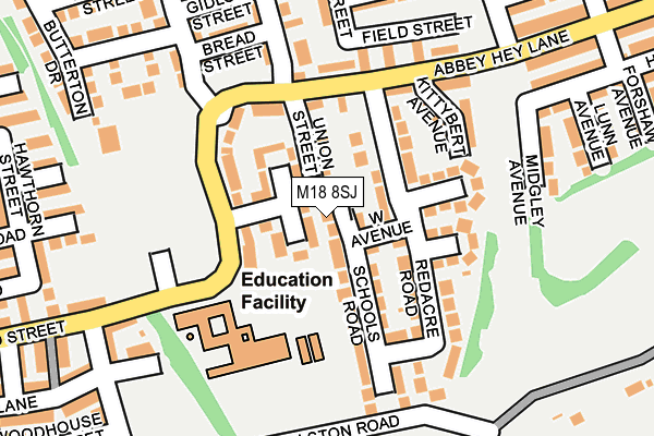 M18 8SJ map - OS OpenMap – Local (Ordnance Survey)