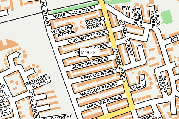 M18 8SL map - OS OpenMap – Local (Ordnance Survey)